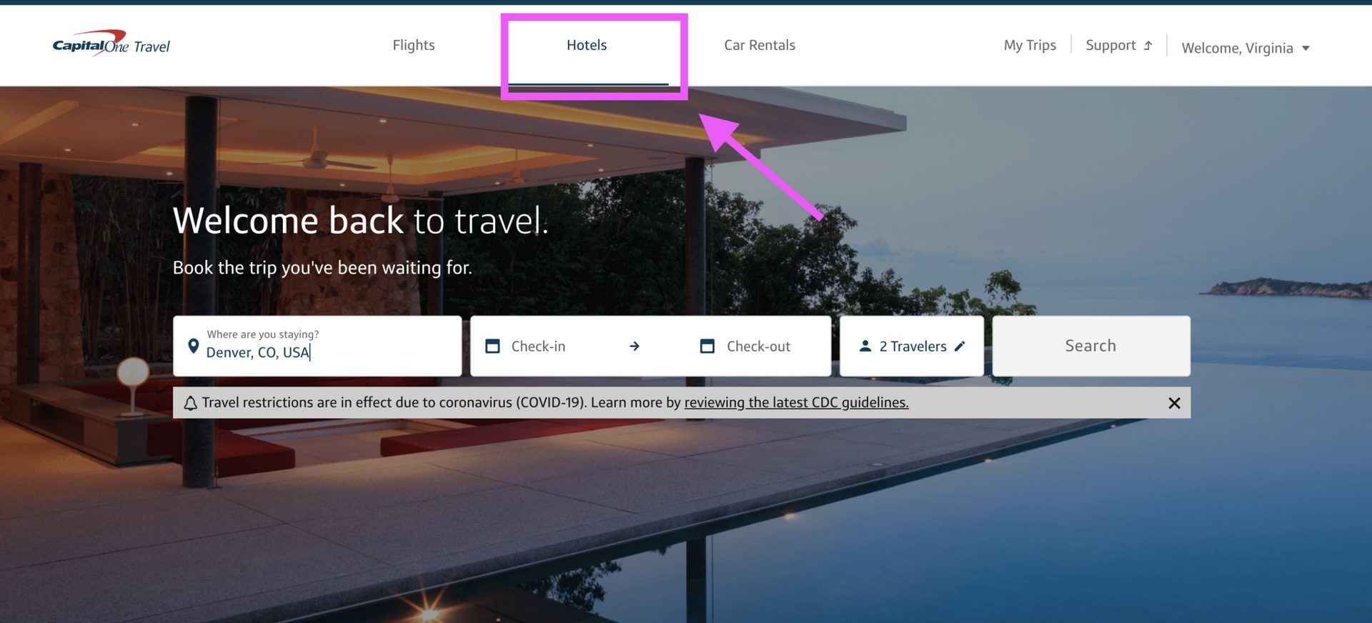 Capital One Travel Portal_Hotel Booking