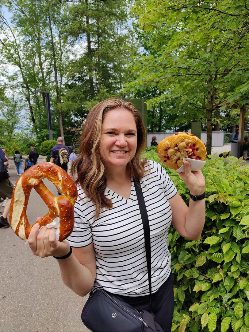 Christina with pretzels