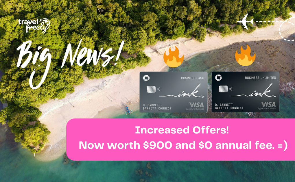 (New! Now $900!) Increased Offers on No Annual Fee Ink Business Cards
