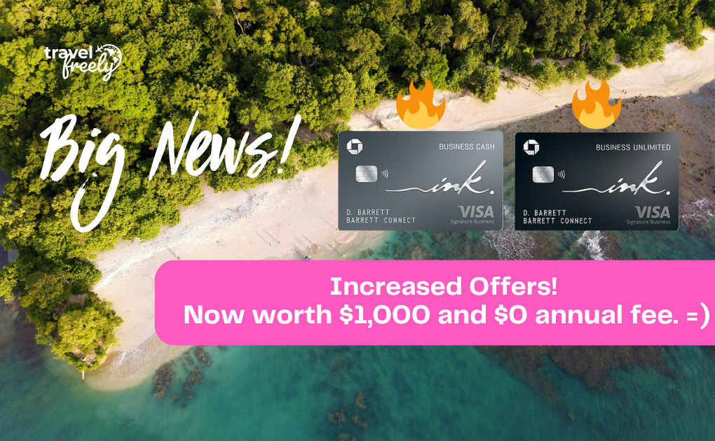 Increased Offers on No Annual Fee Ink Business Cards